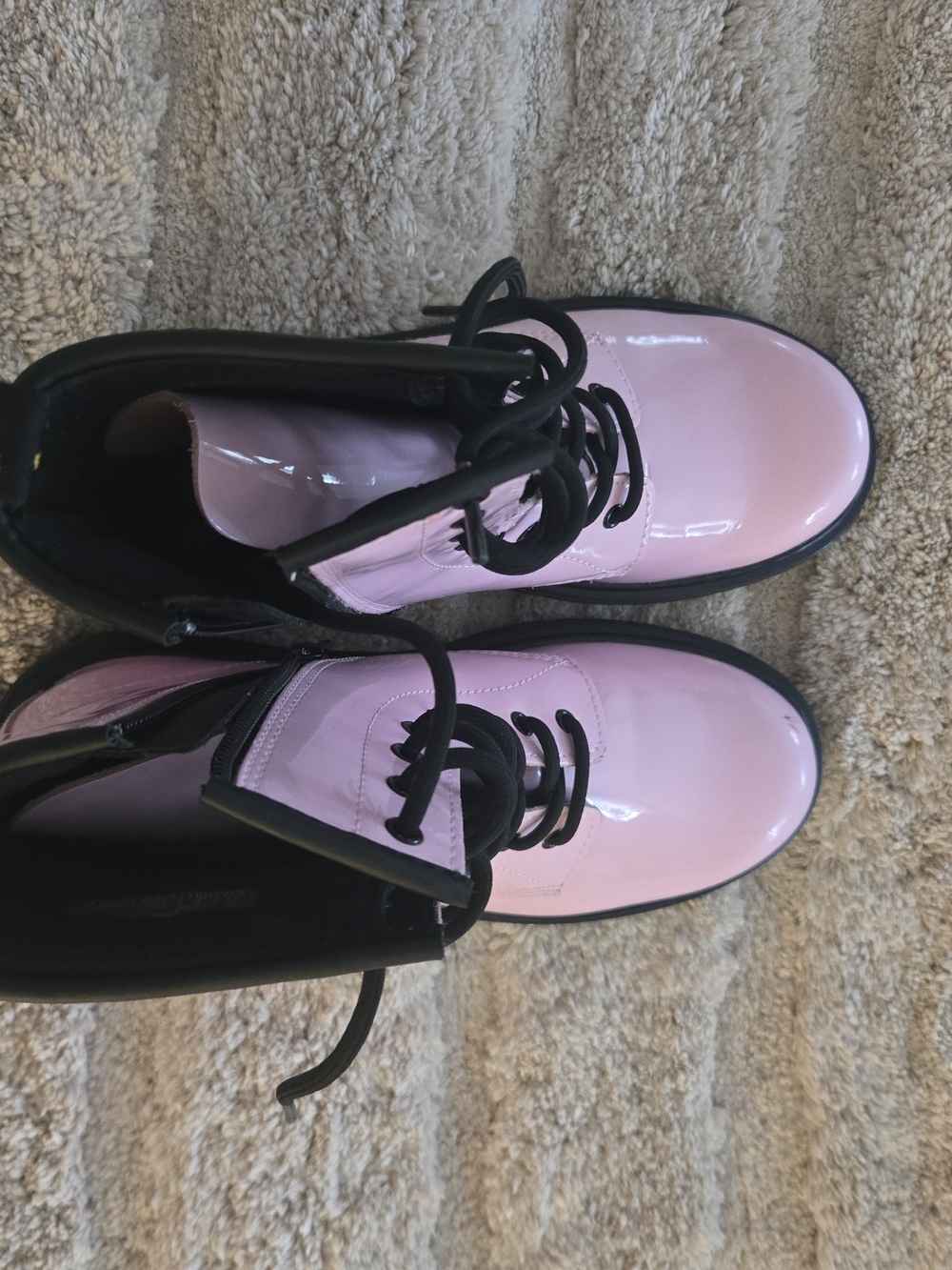 Dr. Martens Pink Patent Lace-Up Boots for Kids